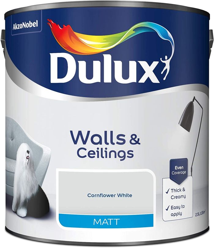 Dulux Matt Emulsion Paint in Cornflower White, 2.5L tin