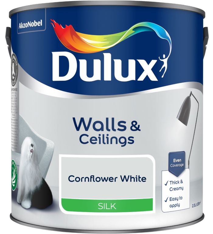 Dulux Cornflower White 2.5L Silk Emulsion Paint