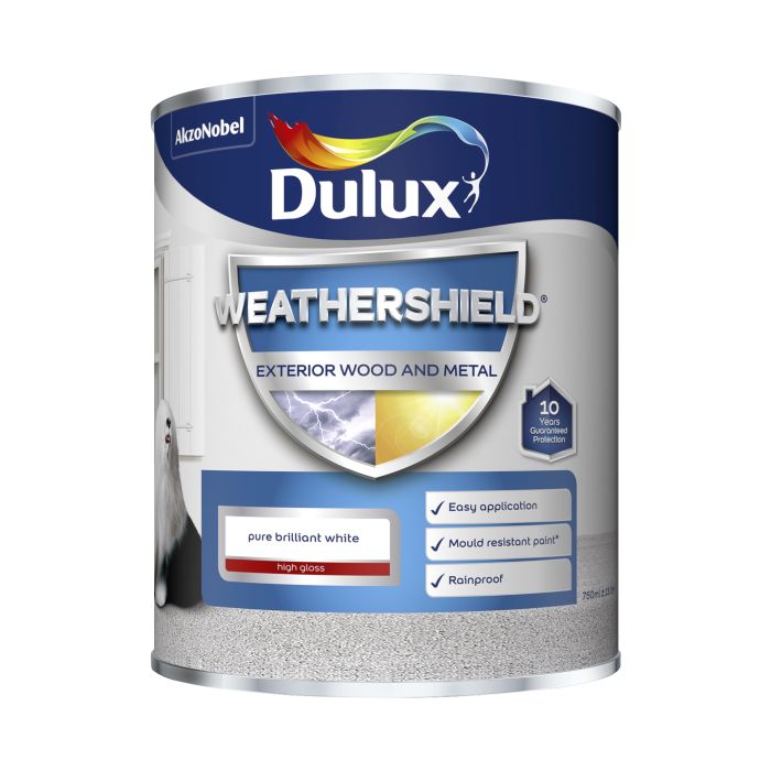 Dulux Weathershield Exterior Gloss Paint, Pure Brilliant White, 750ml