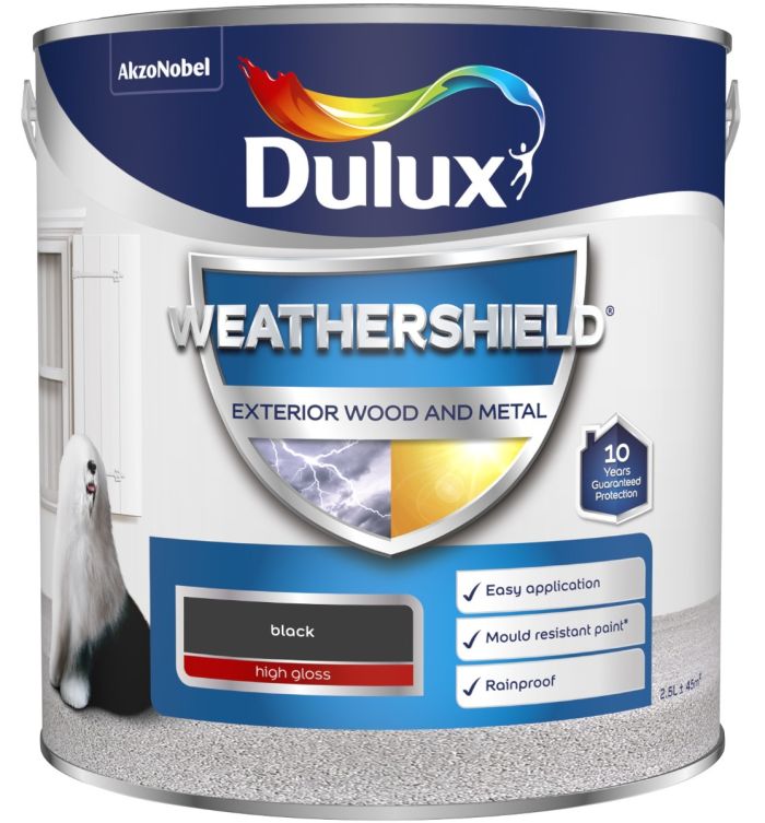 Dulux Weathershield Exterior Gloss Paint in Black, 2.5L