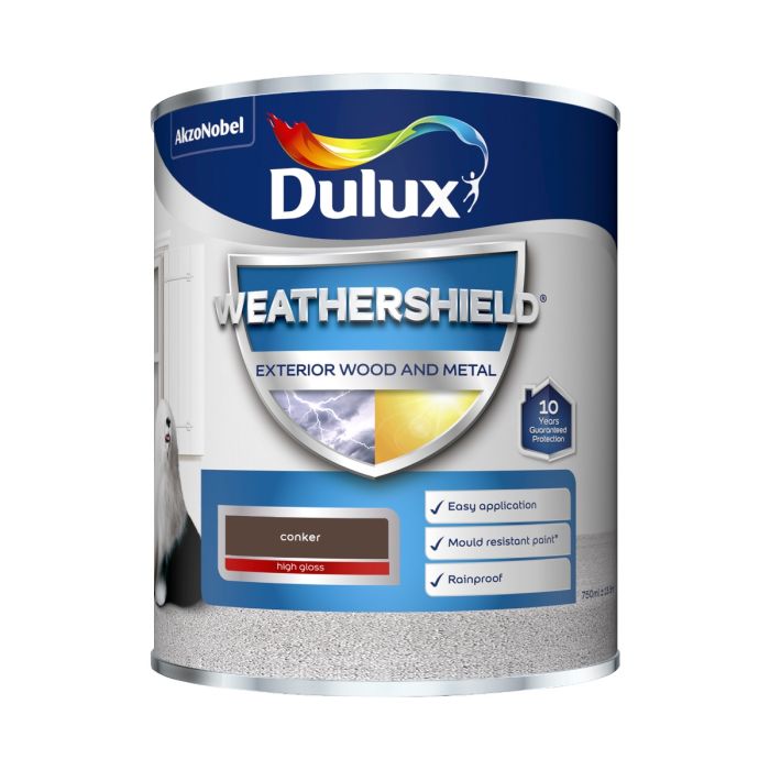 Dulux Weathershield Exterior Gloss Paint in Conker, 750ml