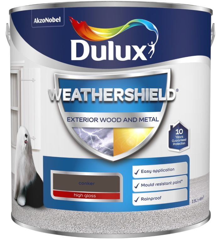 Dulux Weathershield Exterior Gloss Paint Conker 2.5L tin
