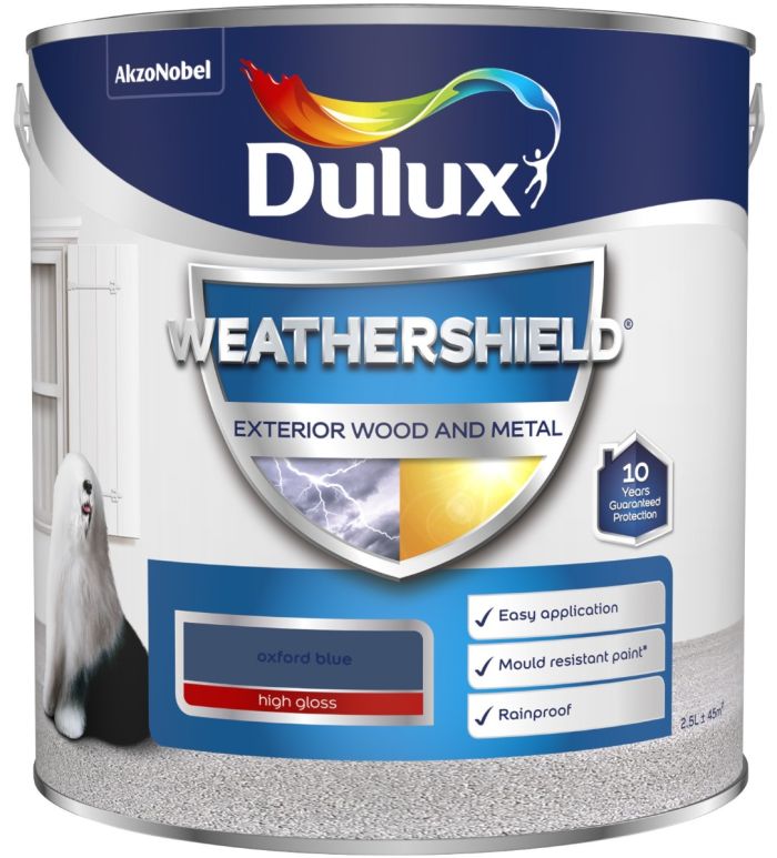 Dulux Weathershield Exterior Gloss Paint Oxford Blue 2.5L