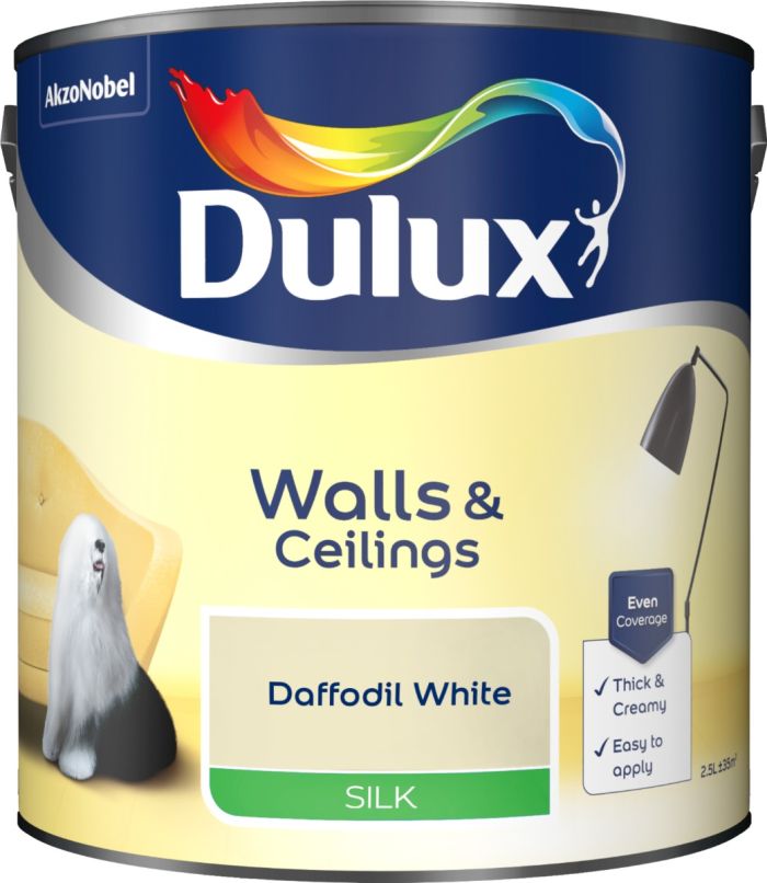 Dulux Daffodil White 2.5L Silk Emulsion Paint tin