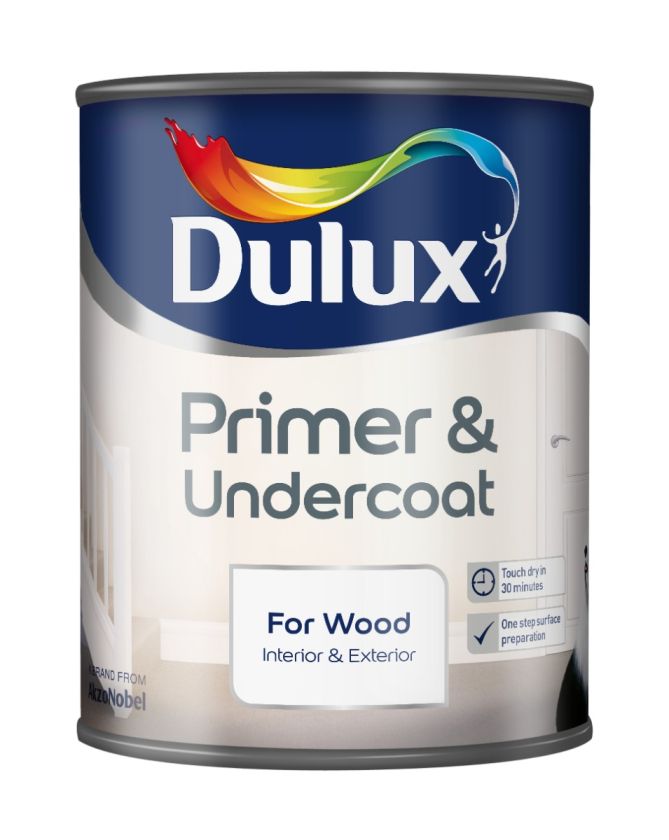 Dulux Wood Primer and Undercoat, White, 750ml