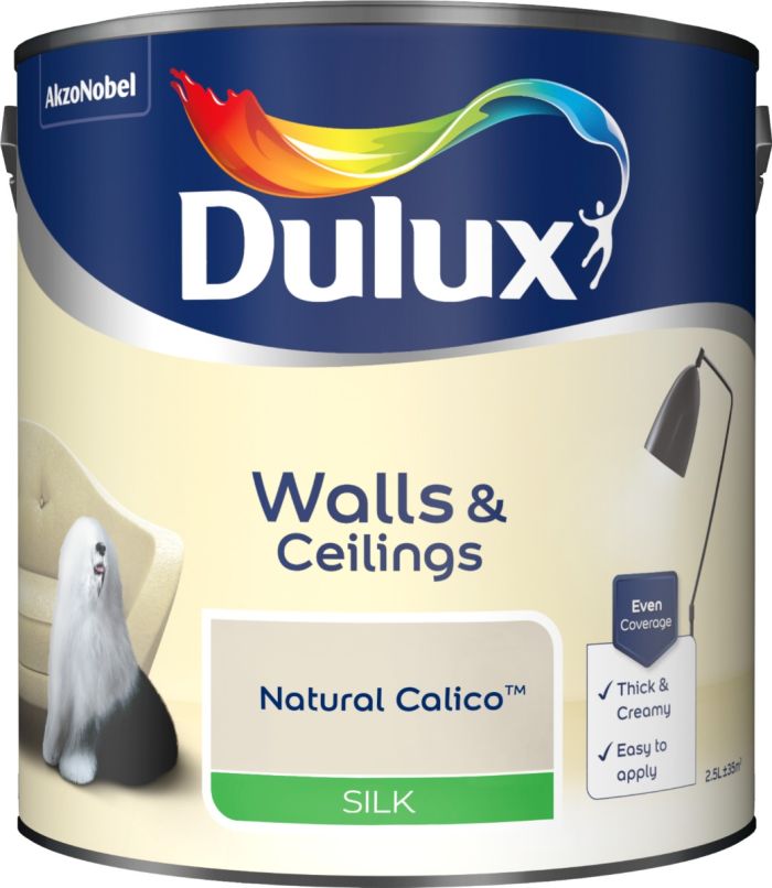 Dulux 2.5L Natural Calico Silk Emulsion Paint tin