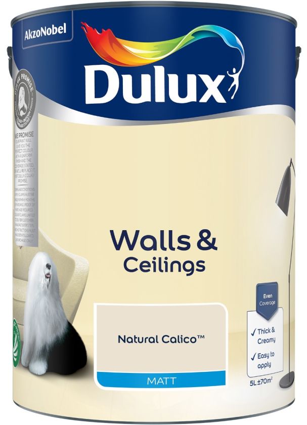Dulux Matt Emulsion Paint in Natural Calico, 5L tin