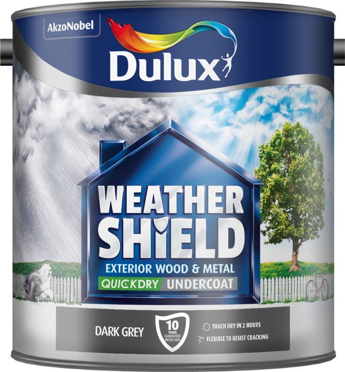 Dulux Weathershield Quick Dry Undercoat in Dark Grey, 2.5L tin