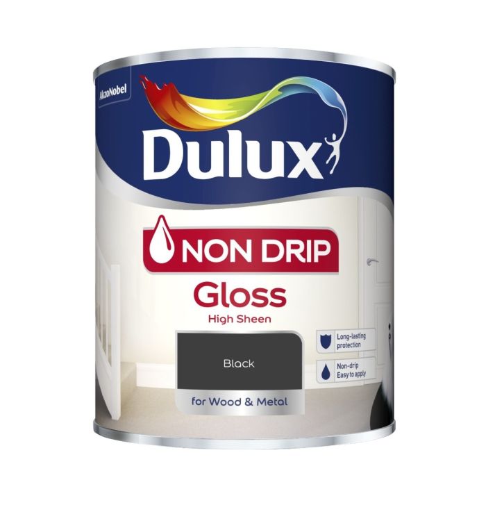 Dulux Non Drip Gloss Paint in Black, 750ml