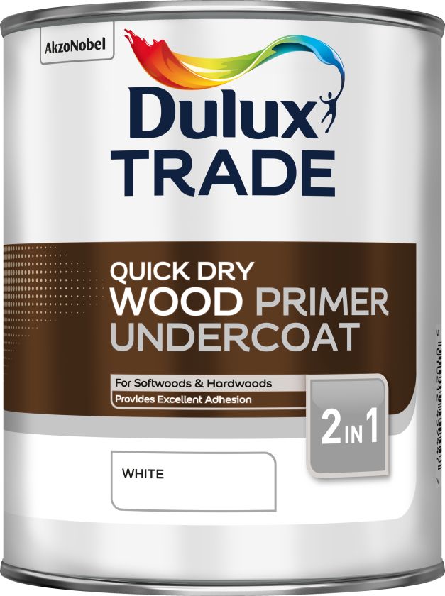 Dulux Trade Quick Dry Wood Primer Undercoat 1L matt water-based paint