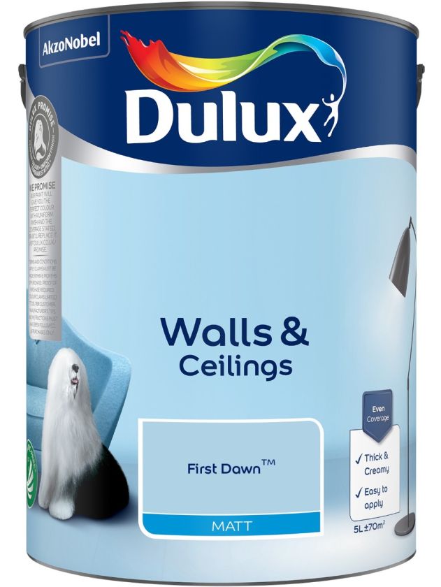 Dulux First Dawn Matt Emulsion Paint 5L in smooth matt finish