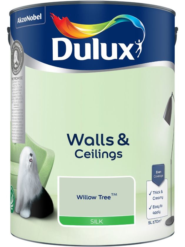 Dulux 5L Willow Tree Silk Emulsion Paint tub