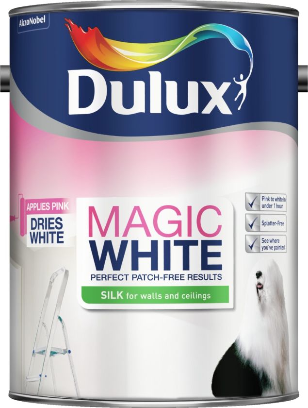Dulux Magic White Silk Emulsion Paint Pure Brilliant White 5L