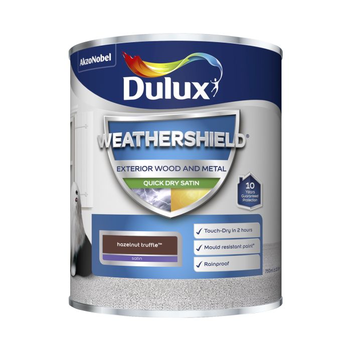 Dulux Weathershield Exterior Quick Dry Satin Paint, Hazelnut Truffle, 750ml