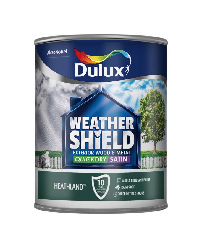 Dulux Weathershield Exterior Quick Dry Satin Paint in Heathland Green, 750ml
