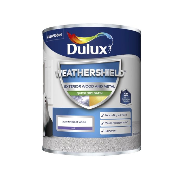 Dulux Weathershield Quick Dry Exterior Satin 750ml in Pure Brilliant White