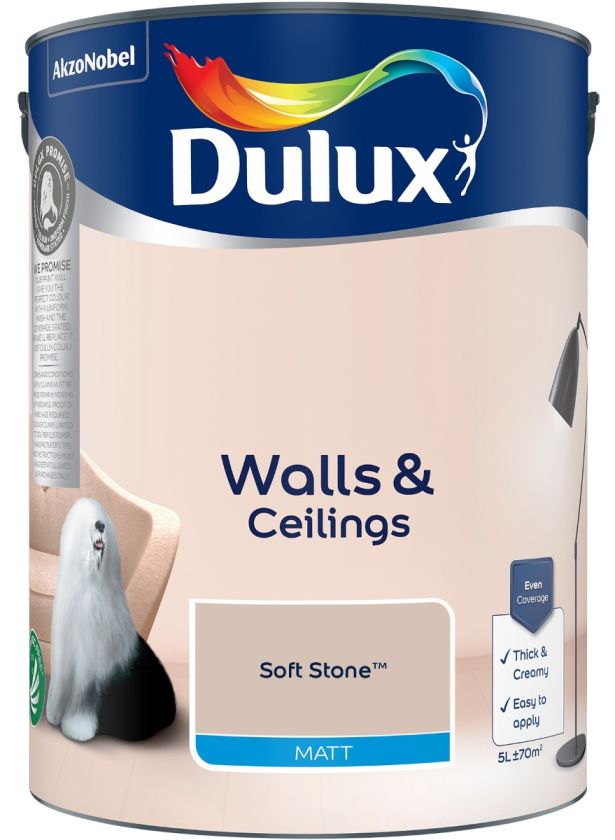 Dulux Soft Stone Matt Emulsion Paint 5L tin