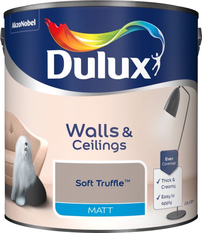 Dulux Matt Emulsion Paint in Soft Truffle, 2.5L tin