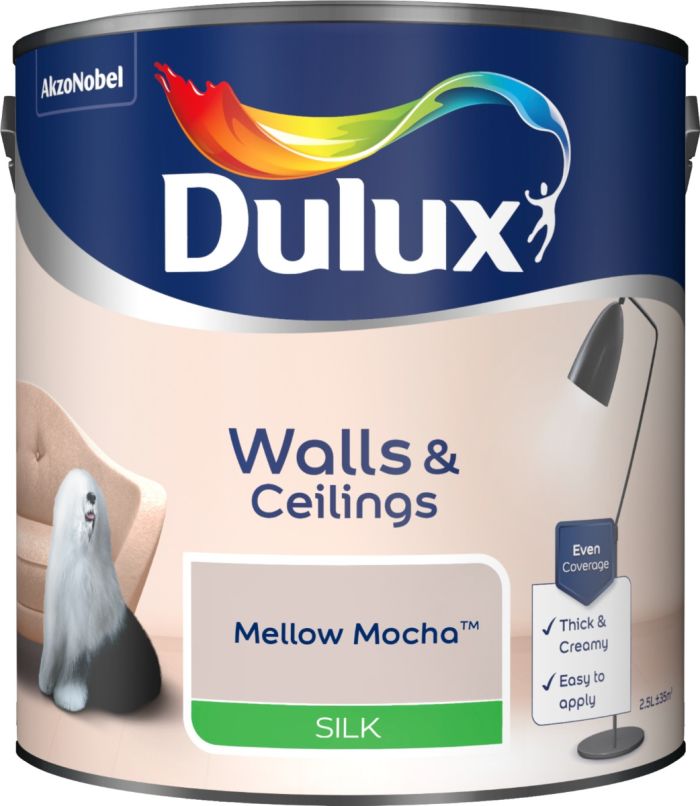 Dulux Mellow Mocha Silk Emulsion Paint 2.5L tin