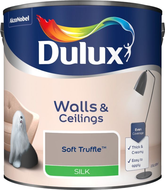 Dulux Soft Truffle 2.5L Silk Emulsion Paint tin