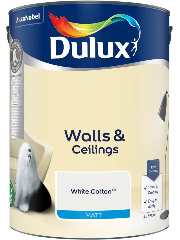 Dulux Matt Emulsion Paint - White Cotton - 5L