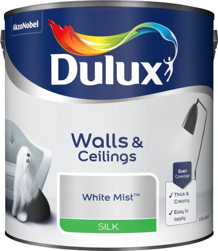 Dulux Silk Emulsion Paint White Mist 2.5L tin