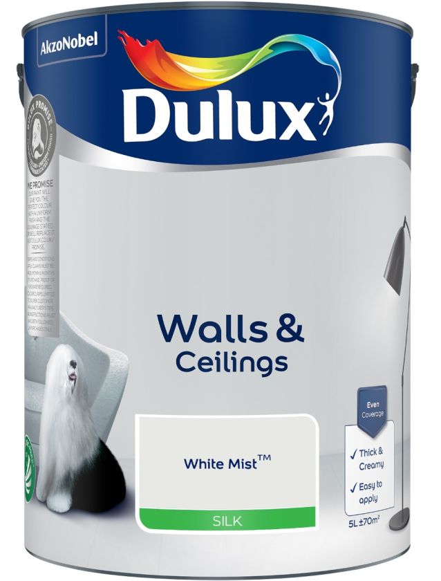 Dulux White Mist Silk Emulsion Paint 5L
