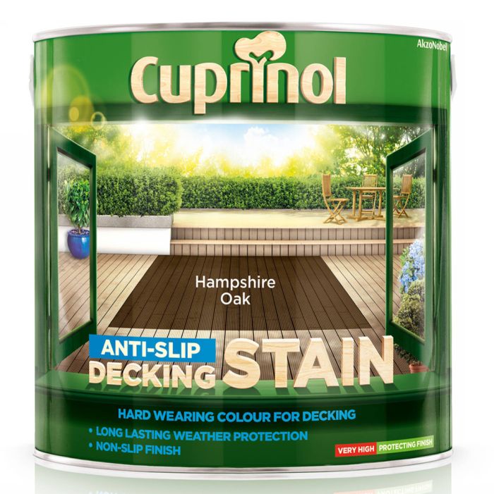 Cuprinol Anti Slip Decking Stain Hampshire Oak 2.5L exterior paint tin