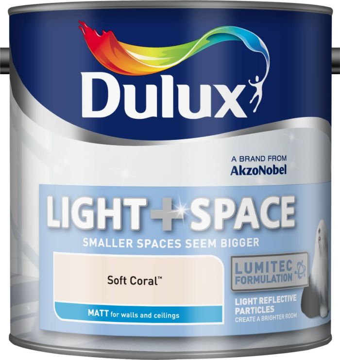 Dulux Light & Space Matt Emulsion Paint in Soft Coral, 2.5L