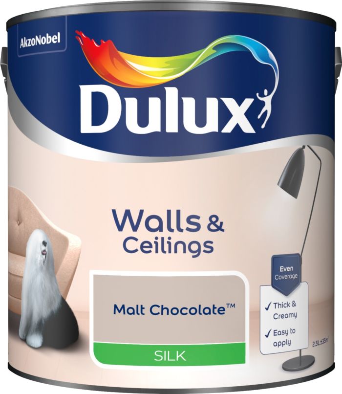 Dulux 2.5L Silk Emulsion Paint in Malt Chocolate