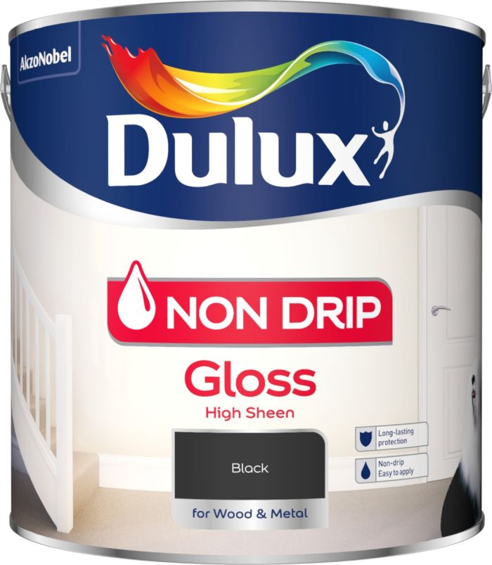 Dulux Non Drip Gloss Paint - Black - 2.5L