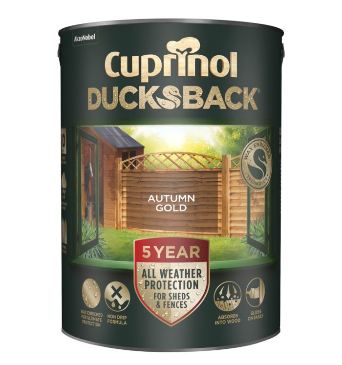 Cuprinol 5 Year DucksBack Autumn Gold 5L exterior paint for rough wood