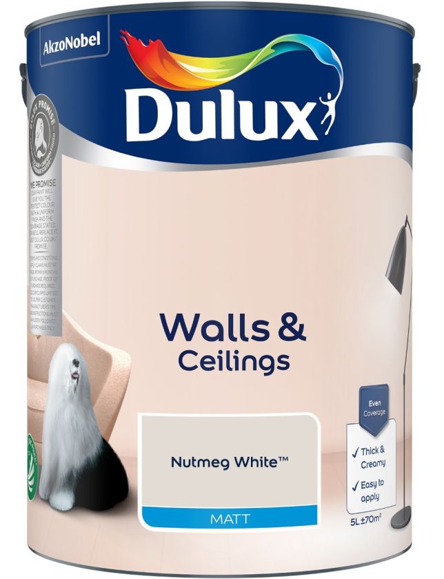 Dulux Nutmeg White Matt Emulsion Paint 5L