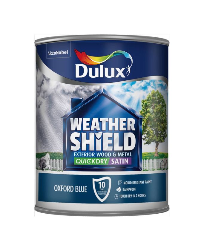 Dulux Weathershield Exterior Quick Dry Satin Paint in Oxford Blue, 750ml
