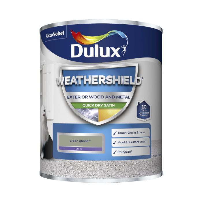 Dulux Weathershield Exterior Quick Dry Satin Paint in Green Glade, 750ml
