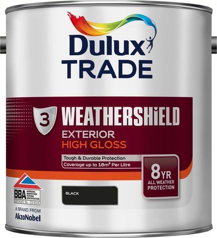 Dulux Trade Weathershield Exterior High Gloss Black 2.5L tin