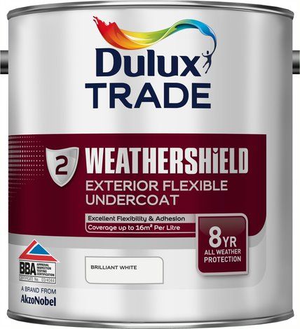 Dulux Trade Weathershield Exterior Flexible Undercoat, 2.5L, Brilliant White