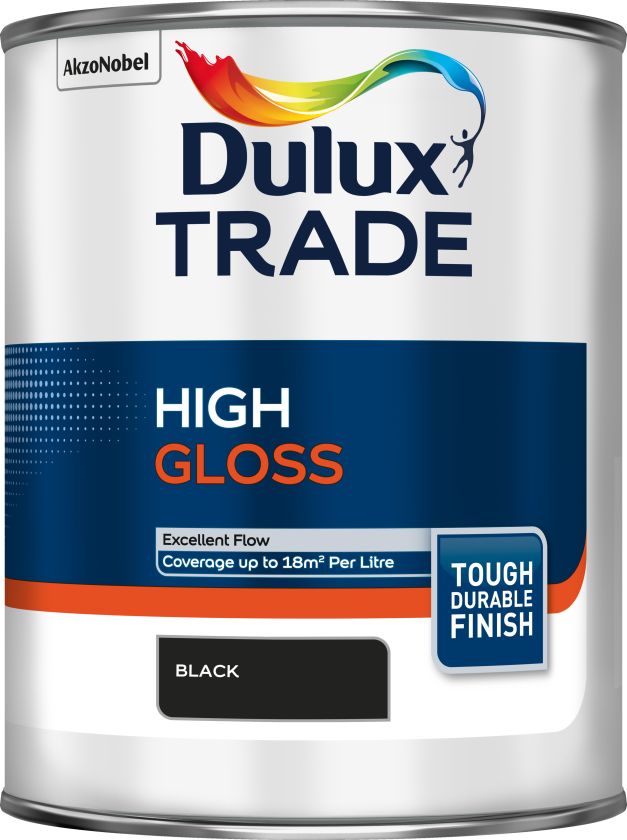 Dulux Trade High Gloss 1L Black paint tin