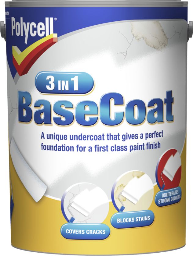 Polycell 3 in 1 Basecoat White 5L interior wall paint preparation