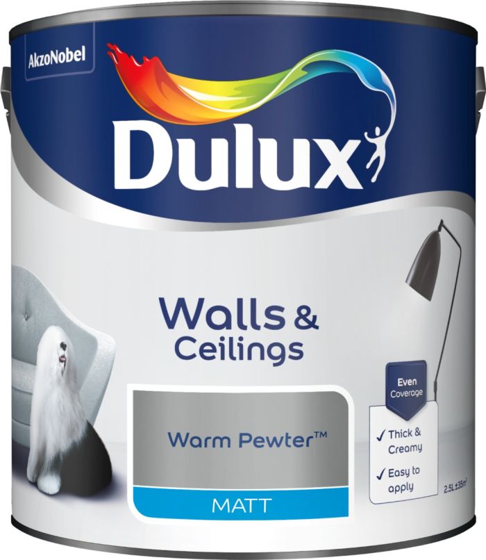 Dulux Warm Pewter 2.5L Matt Emulsion Paint tin