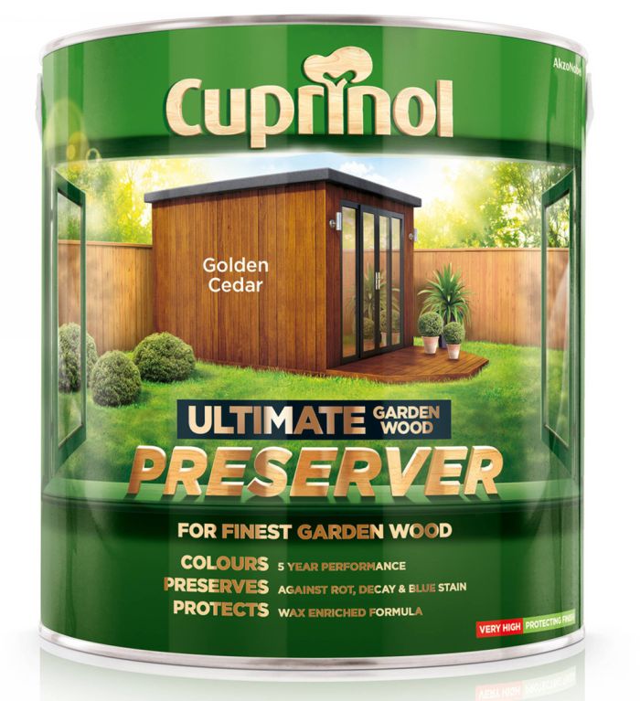 Cuprinol Ultimate Garden Wood Preserver 4L in Golden Cedar