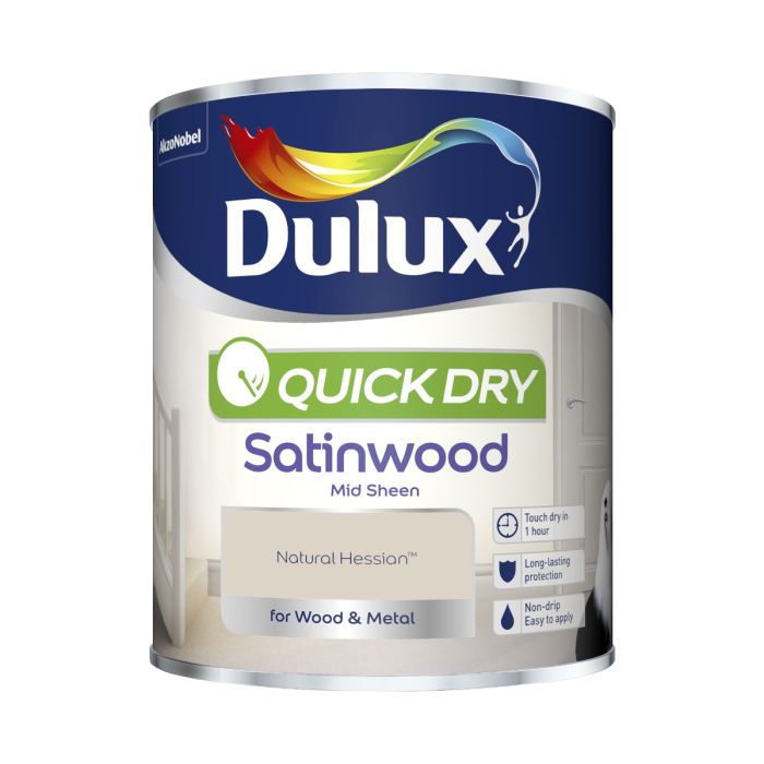 Dulux Quick Dry Satinwood Paint in Natural Hessian, 750ml