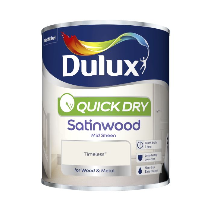 Dulux Quick Dry Satinwood Paint in Timeless, 750ml, satin finish
