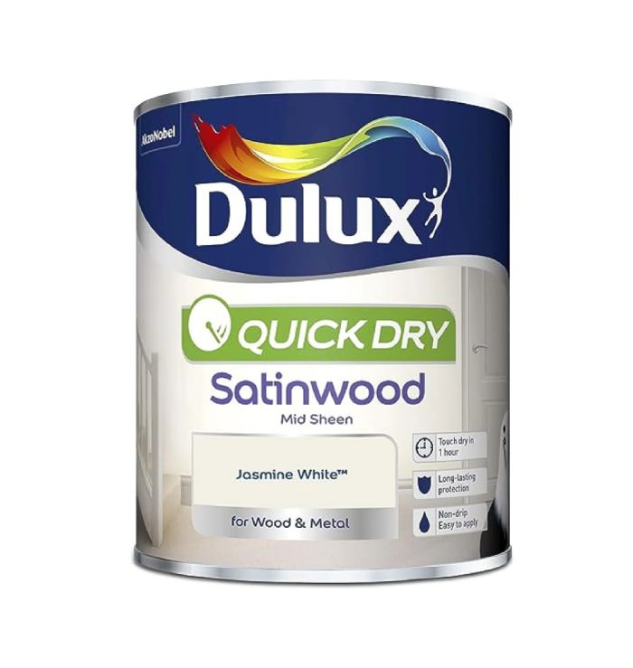 Dulux Quick Dry Satinwood Paint Jasmine White 750ml
