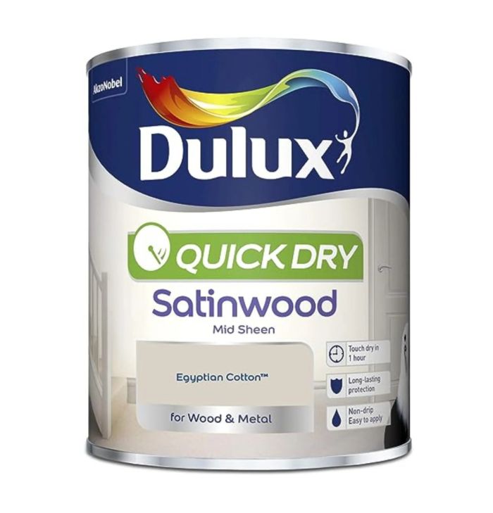 Dulux Quick Dry Satinwood Paint in Egyptian Cotton, 750ml