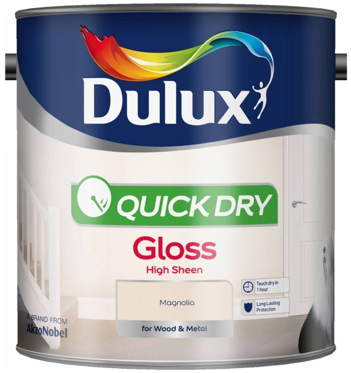 Dulux Quick Dry Gloss Paint in Magnolia, 2.5L