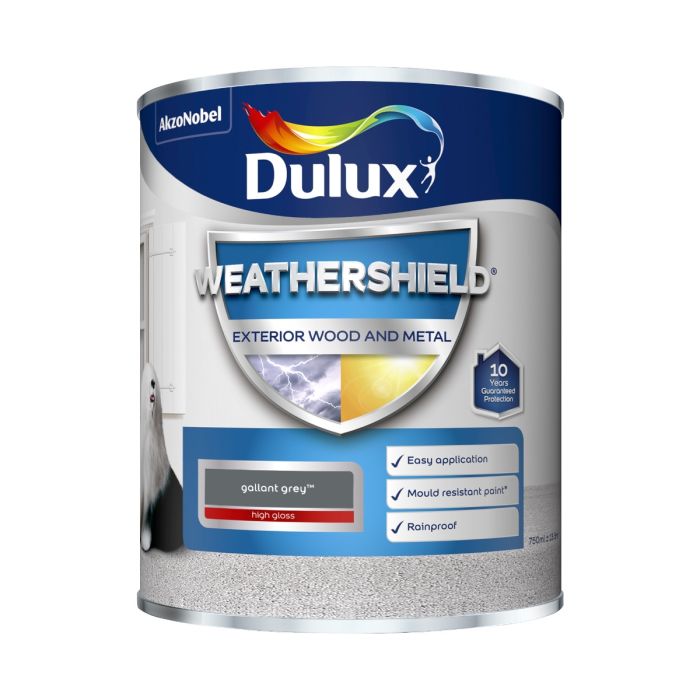 Dulux Weathershield Exterior Gloss Paint Gallant Grey 750ml tin