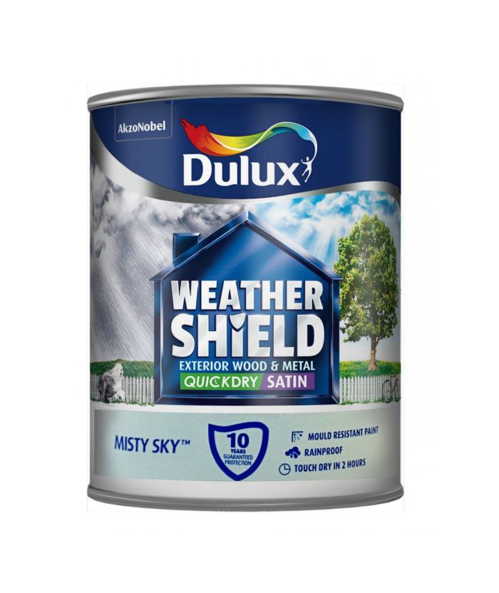 Dulux Weathershield Exterior Quick Dry Satin Paint in Misty Sky, 750ml