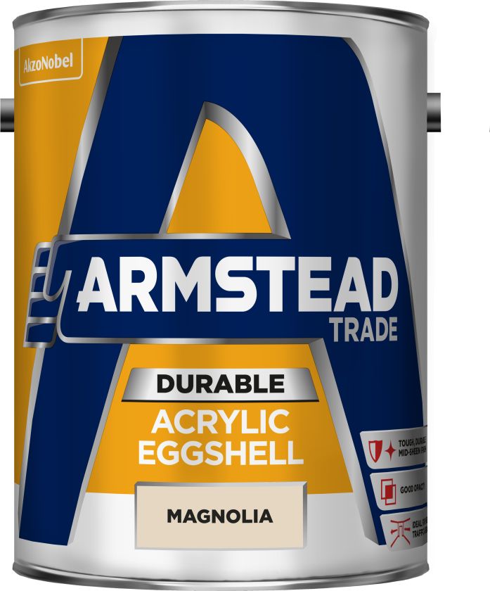 Armstead Trade Durable Acrylic Eggshell paint in Magnolia, 5L