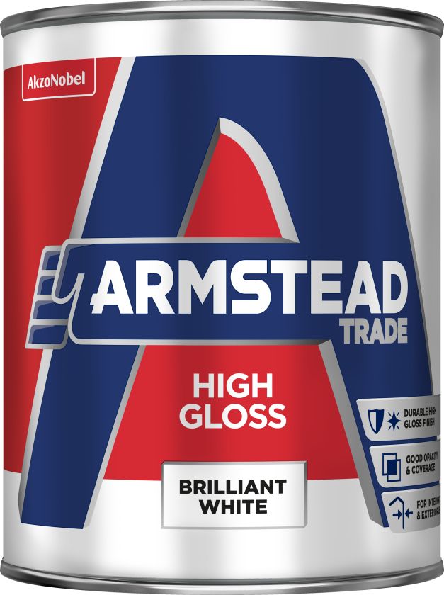 Armstead Trade High Gloss Paint, Brilliant White, 1L